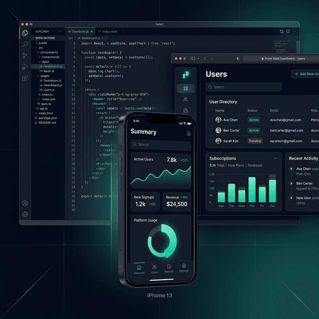 Code editor and custom-built web/mobile product